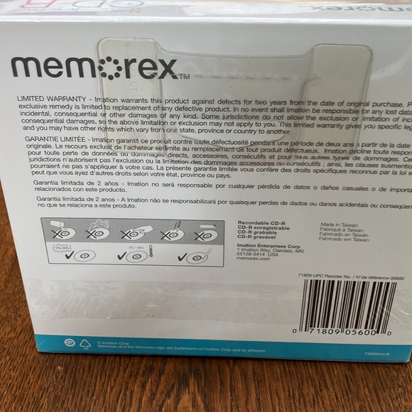 5 PK/PAQ CD-R Memorex. Music. 40X 700MB/Mo. 80min. - Picture 3 of 4